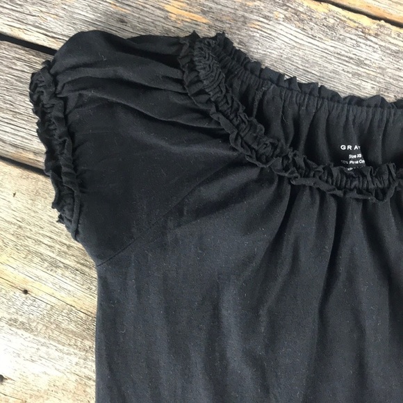 Grace Black Ruffled Neckline Tee - Picture 3 of 10
